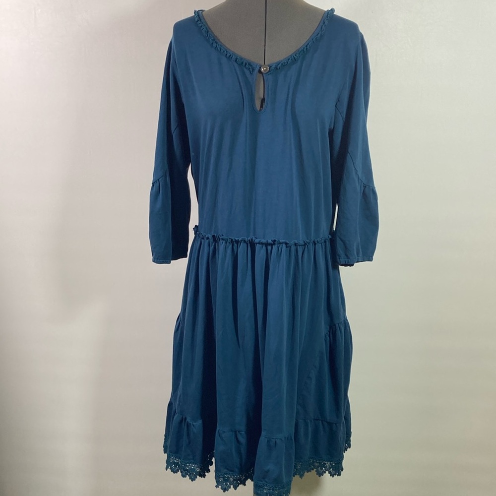 Matilda Jane Dress Women Size XL Navy Drop Waist Line Loose Fit